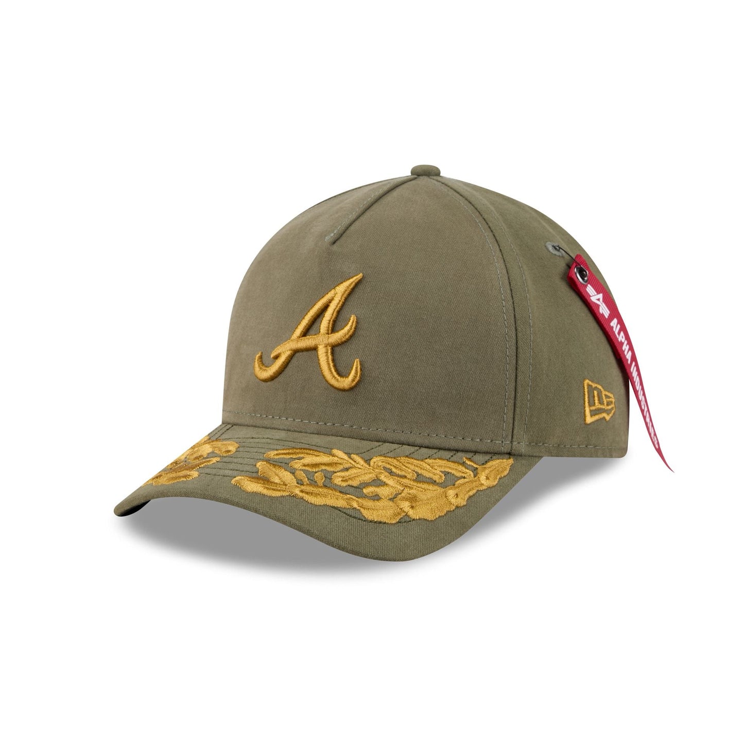 Alpha Industries x Atlanta Braves Olive Green 9FORTY M-Crown A-Frame Snapback Hat